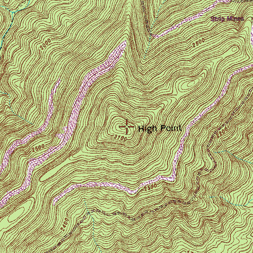 Topographic Map of High Point, TN