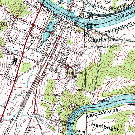 Topographic Map of High Point School, TN