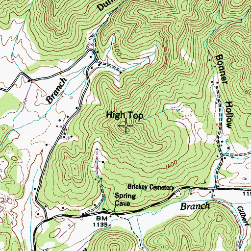 Topographic Map of High Top, TN