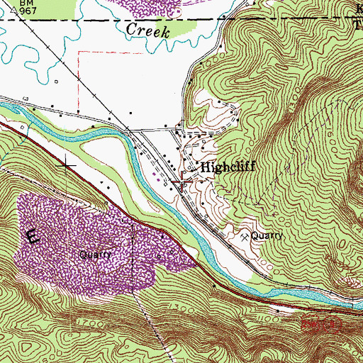 Topographic Map of Highcliff, TN