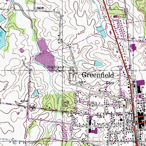 Topographic Map of Highland Cemetery, TN