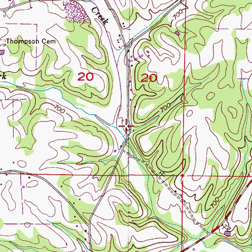 Topographic Map of West Fork Richardson Creek, AL