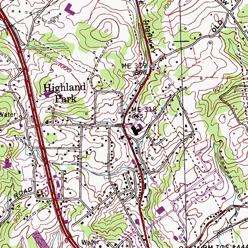 Topographic Map of Highland Park, TN
