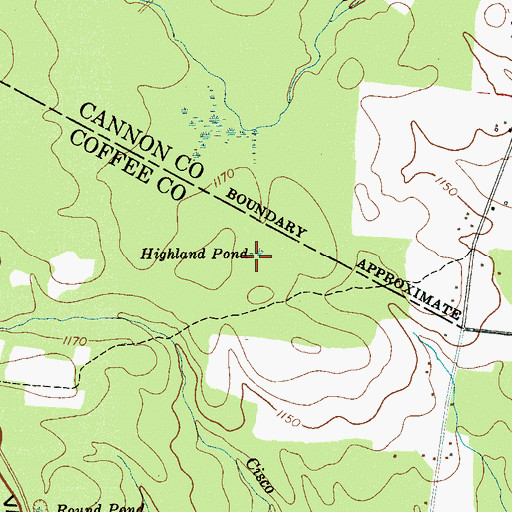 Topographic Map of Highland Pond, TN