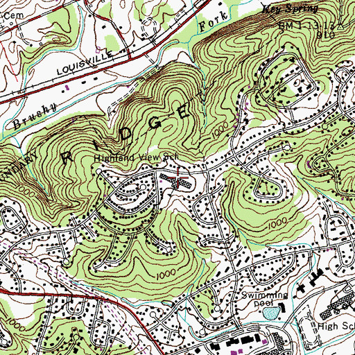Topographic Map of Highland View School, TN
