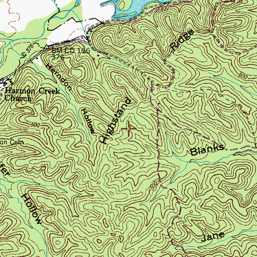 Topographic Map of Highstand Ridge, TN