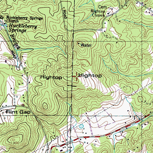 Topographic Map of Hightop, TN