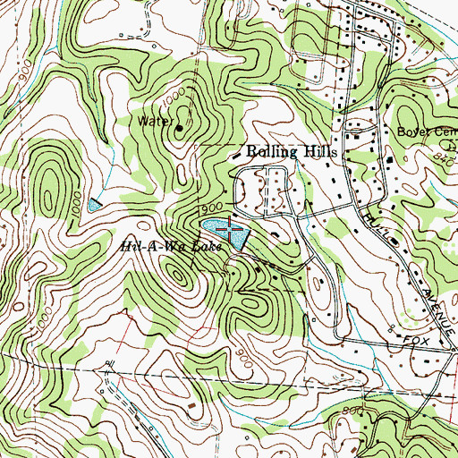 Topographic Map of Hil-A-Wa Lake, TN