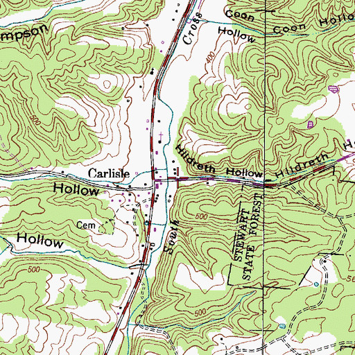 Topographic Map of Hildreth Hollow, TN