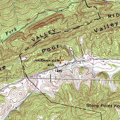 Topographic Map of Hileman Cemetery, TN