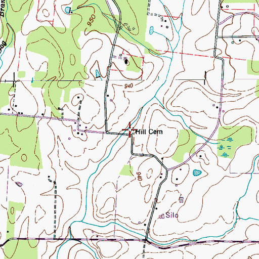 Topographic Map of Hill Cemetery, TN