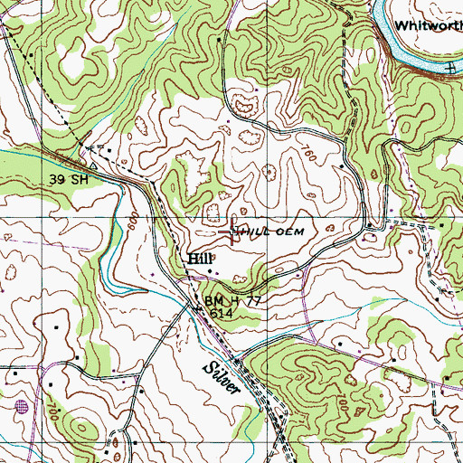 Topographic Map of Hill Cemetery, TN