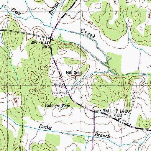 Topographic Map of Hill Cemetery, TN