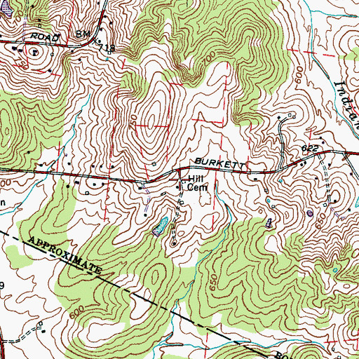 Topographic Map of Hill Cemetery, TN