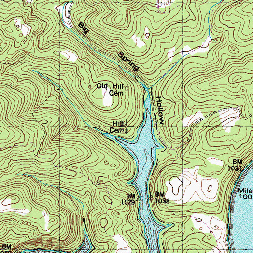 Topographic Map of Hill Cemetery, TN