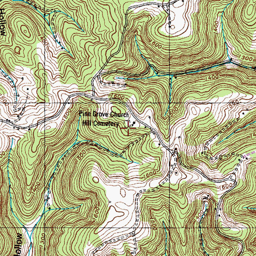 Topographic Map of Hill Cemetery, TN