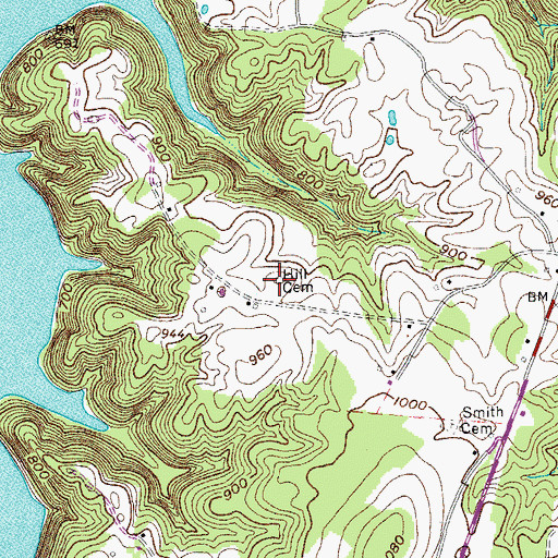 Topographic Map of Hill Cemetery, TN