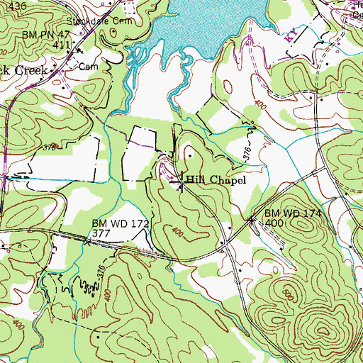 Topographic Map of Hill Chapel, TN