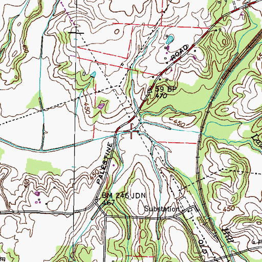 Topographic Map of Hill Creek, TN