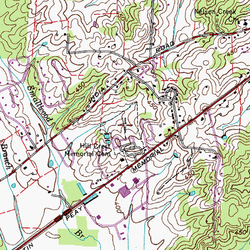 Topographic Map of Hill Crest Memorial Cemetery, TN