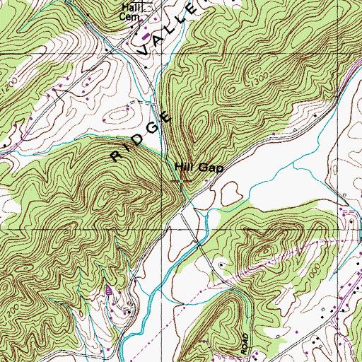 Topographic Map of Hill Gap, TN