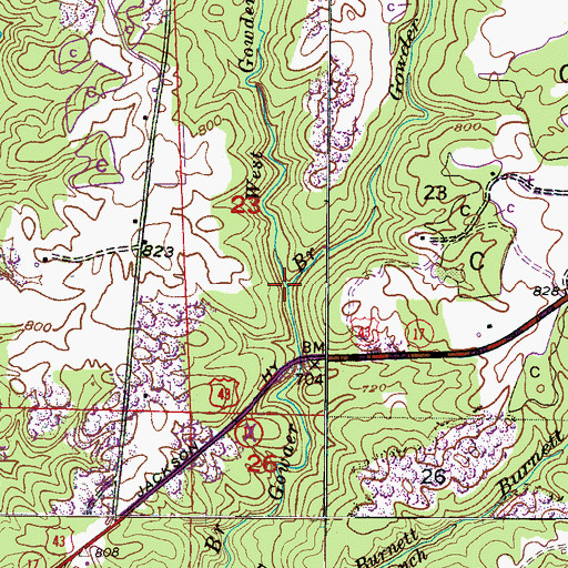 Topographic Map of West Gowder Branch, AL