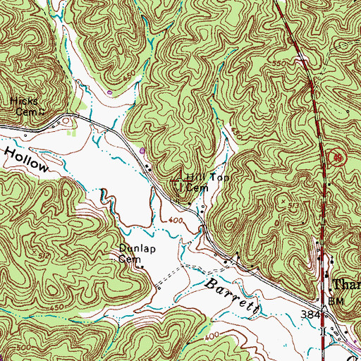 Topographic Map of Hill Top Cemetery, TN