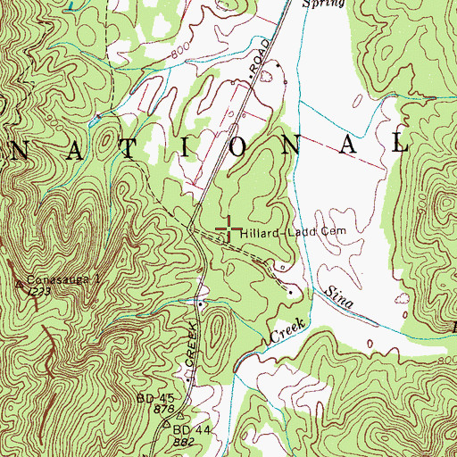 Topographic Map of Hillard-Ladd Cemetery, TN