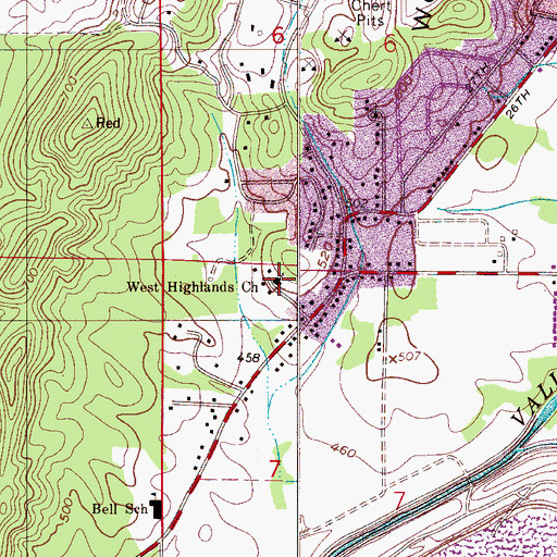 Topographic Map of West Highlands Church, AL