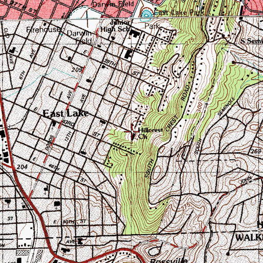 Topographic Map of Hillcrest Church, TN