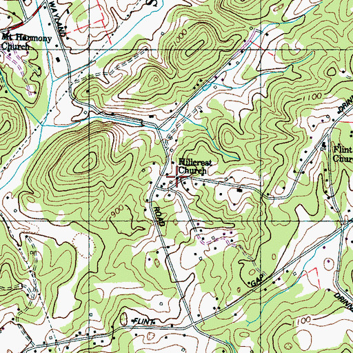 Topographic Map of Hillcrest Church, TN