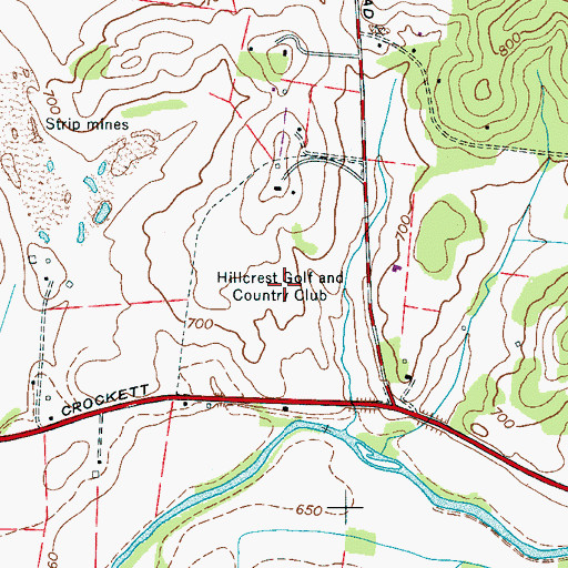 Topographic Map of Hillcrest Golf and Country Club, TN