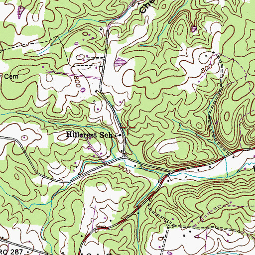 Topographic Map of Hillcrest School, TN