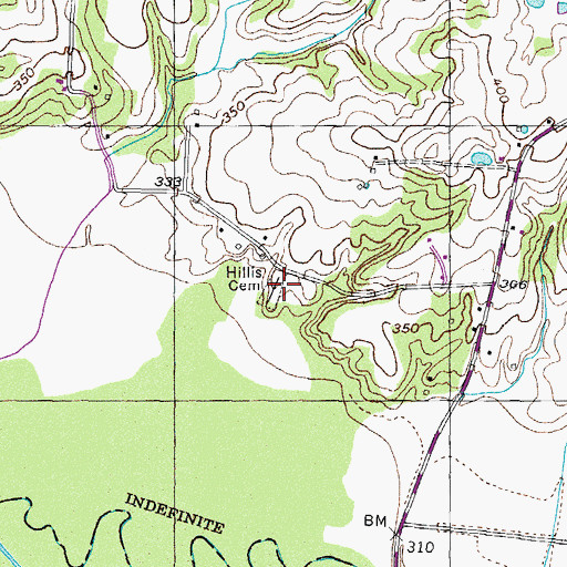 Topographic Map of Hillis Cemetery, TN