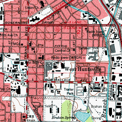 Topographic Map of West Huntsville, AL