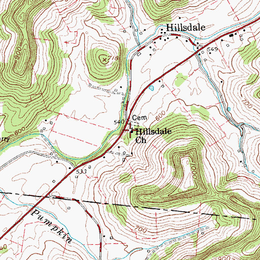 Topographic Map of Hillsdale Church, TN