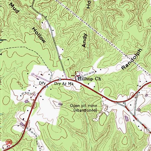Topographic Map of Hilltop Church, TN