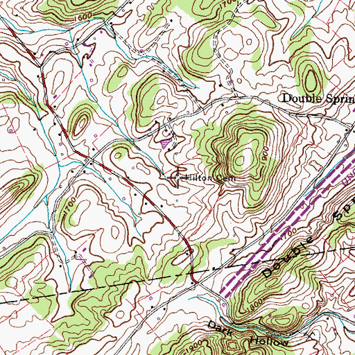 Topographic Map of Hilton Cemetery, TN
