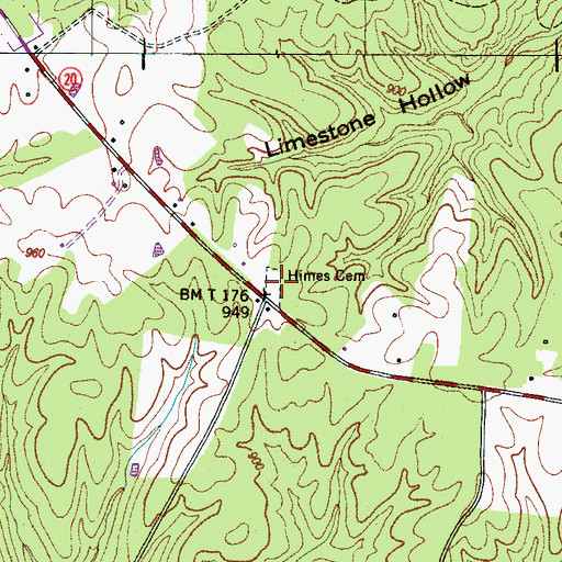 Topographic Map of Himes Cemetery, TN