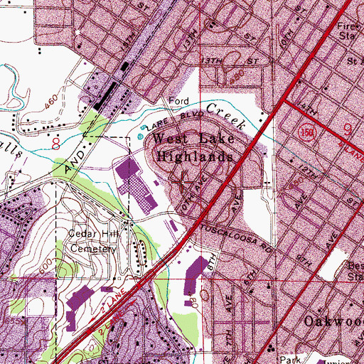 Topographic Map of West Lake Highlands, AL