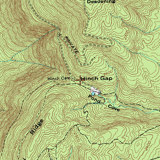 Topographic Map of Hinch Gap, TN