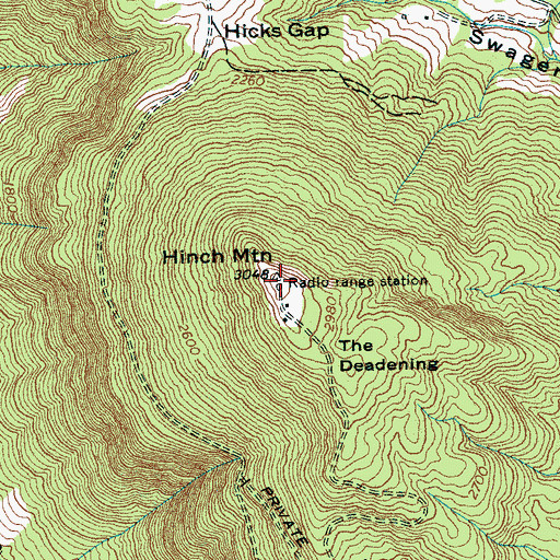 Topographic Map of Hinch Mountain, TN