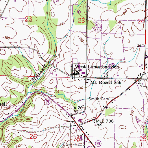 Topographic Map of West Limestone School, AL