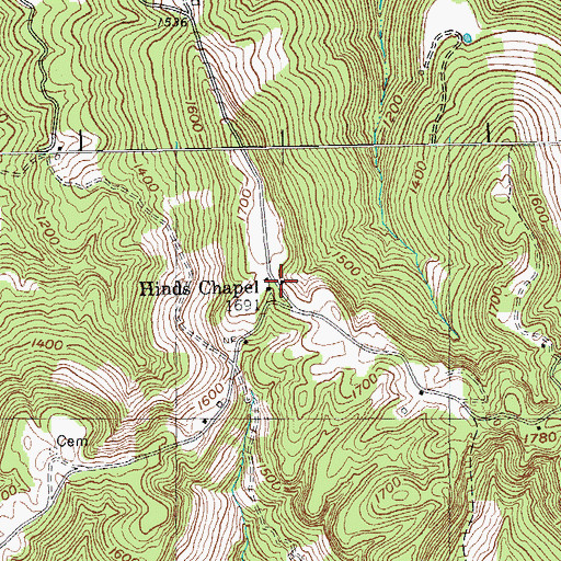 Topographic Map of Hinds Chapel, TN