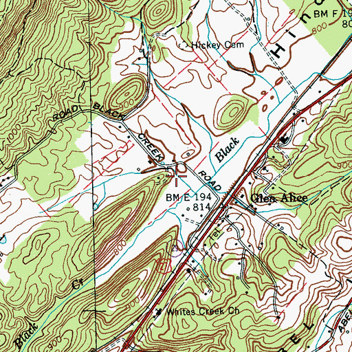 Topographic Map of Hinds Valley, TN