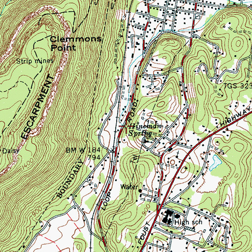 Topographic Map of Hineman Spring, TN