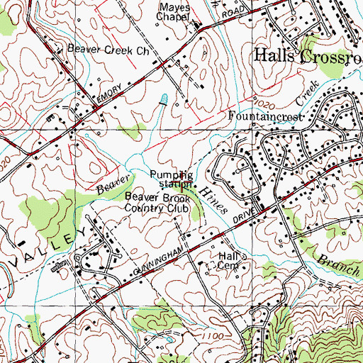Topographic Map of Hines Branch, TN
