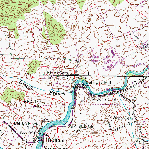 Topographic Map of Hines Cemetery, TN