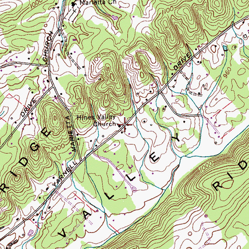Topographic Map of Hines Valley Church, TN