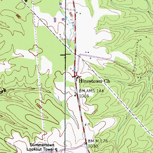 Topographic Map of Hinestown Church, TN
